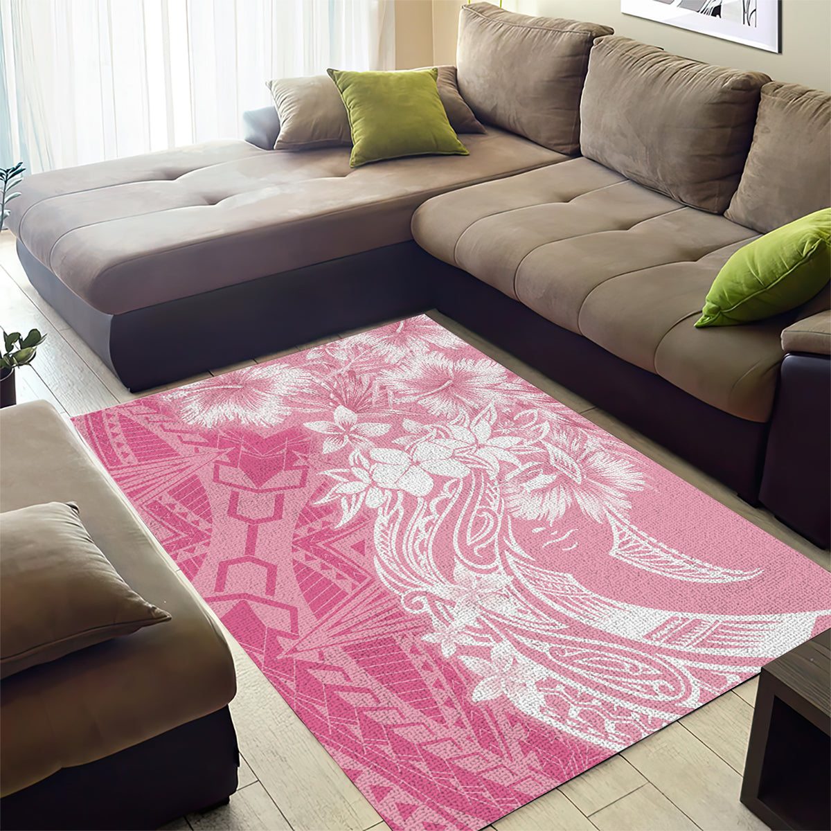 Polynesian Women's Day Area Rug Plumeria Passion - Pink LT7 - Polynesian Pride