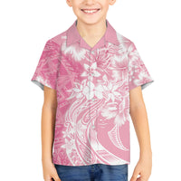 Polynesian Women's Day Family Matching Long Sleeve Bodycon Dress and Hawaiian Shirt Plumeria Passion - Pink LT7 Son's Shirt Pink - Polynesian Pride