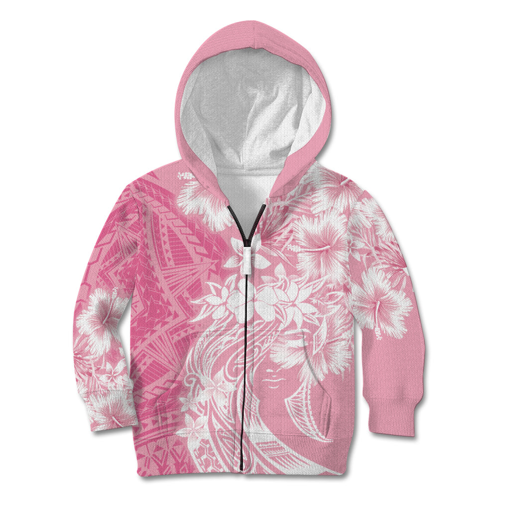 Polynesian Women's Day Kid Hoodie Plumeria Passion - Pink LT7 Zip Hoodie Pink - Polynesian Pride