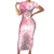 Polynesian Women's Day Short Sleeve Bodycon Dress Plumeria Passion - Pink LT7 Long Dress Pink - Polynesian Pride