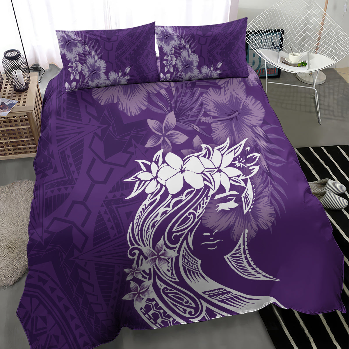 Polynesian Women's Day Bedding Set Plumeria Passion - Purple LT7 - Polynesian Pride