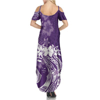 Polynesian Women's Day Family Matching Summer Maxi Dress and Hawaiian Shirt Plumeria Passion - Purple LT7 - Polynesian Pride