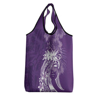 Polynesian Women's Day Grocery Bag Plumeria Passion - Purple