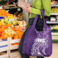 Polynesian Women's Day Grocery Bag Plumeria Passion - Purple