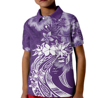 Polynesian Women's Day Kid Polo Shirt Plumeria Passion - Purple LT7 Kid Purple - Polynesian Pride