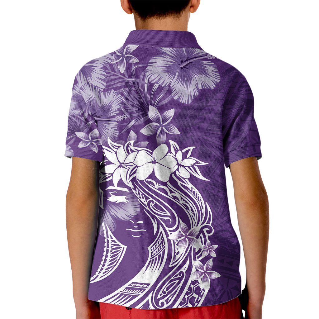 Polynesian Women's Day Kid Polo Shirt Plumeria Passion - Purple LT7 - Polynesian Pride