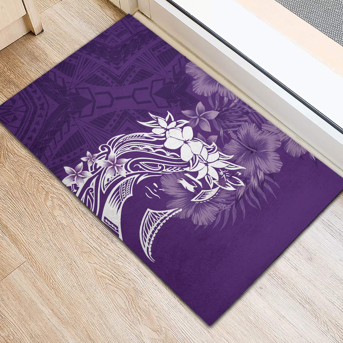 Polynesian Women's Day Rubber Doormat Plumeria Passion - Purple LT7 - Polynesian Pride
