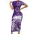 Polynesian Women's Day Short Sleeve Bodycon Dress Plumeria Passion - Purple LT7 Long Dress Purple - Polynesian Pride