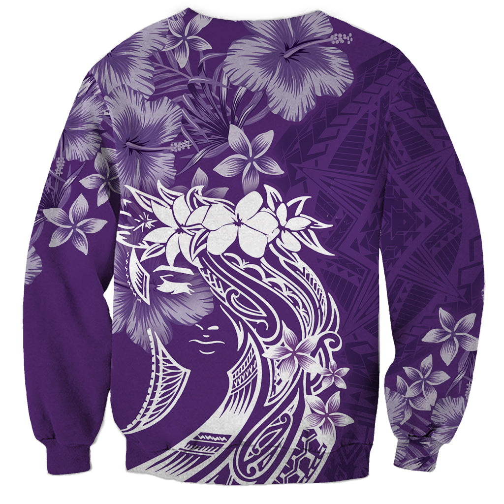 Polynesian Women's Day Sweatshirt Plumeria Passion - Purple LT7 - Polynesian Pride