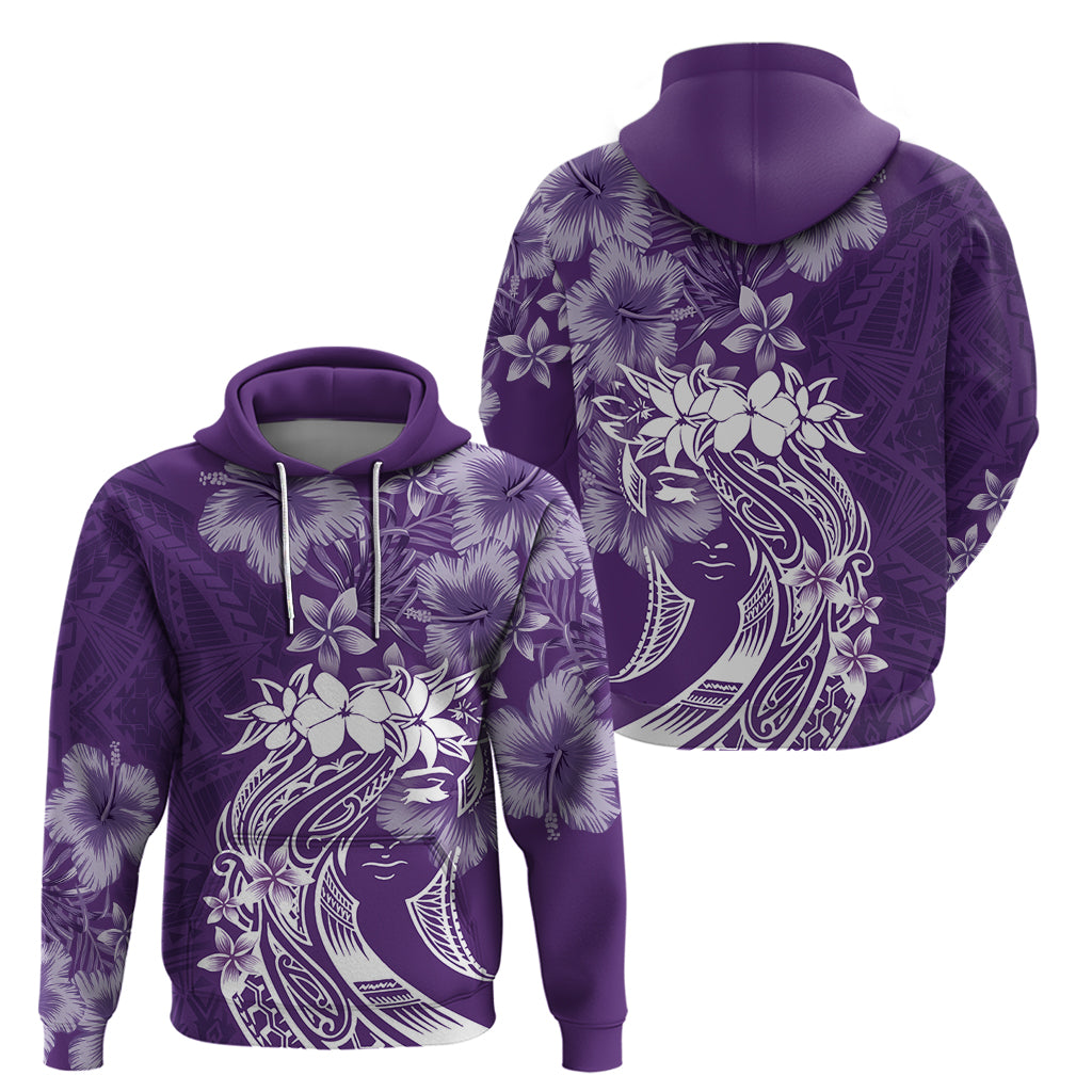Polynesian Women's Day Zip Hoodie Plumeria Passion - Purple LT7 - Polynesian Pride