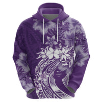 Polynesian Women's Day Zip Hoodie Plumeria Passion - Purple LT7 - Polynesian Pride