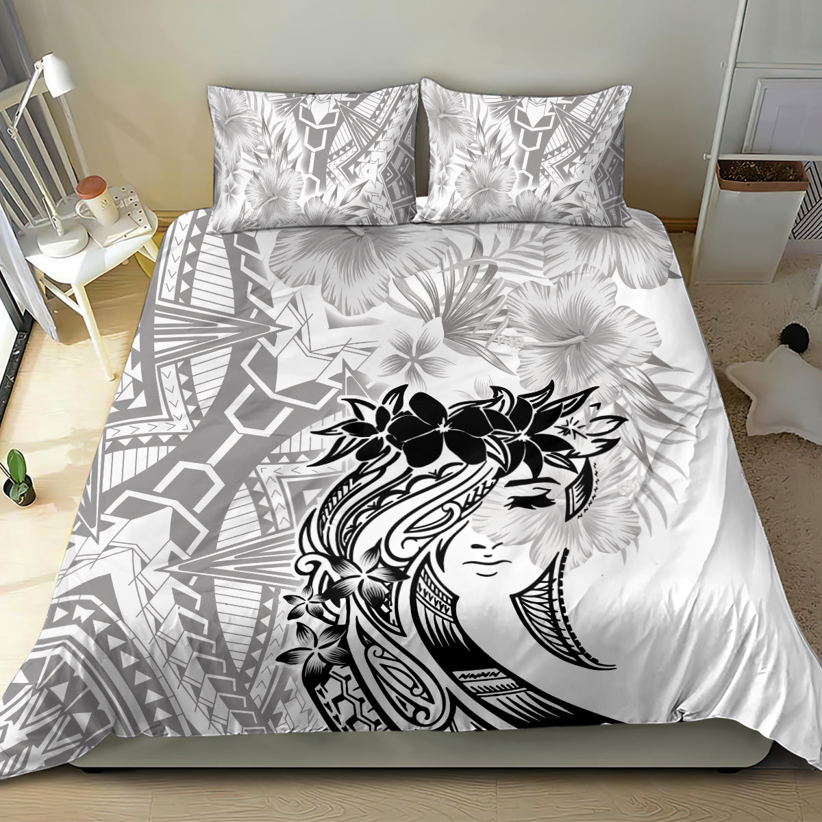 Polynesian Women's Day Bedding Set Plumeria Passion - White LT7 - Polynesian Pride