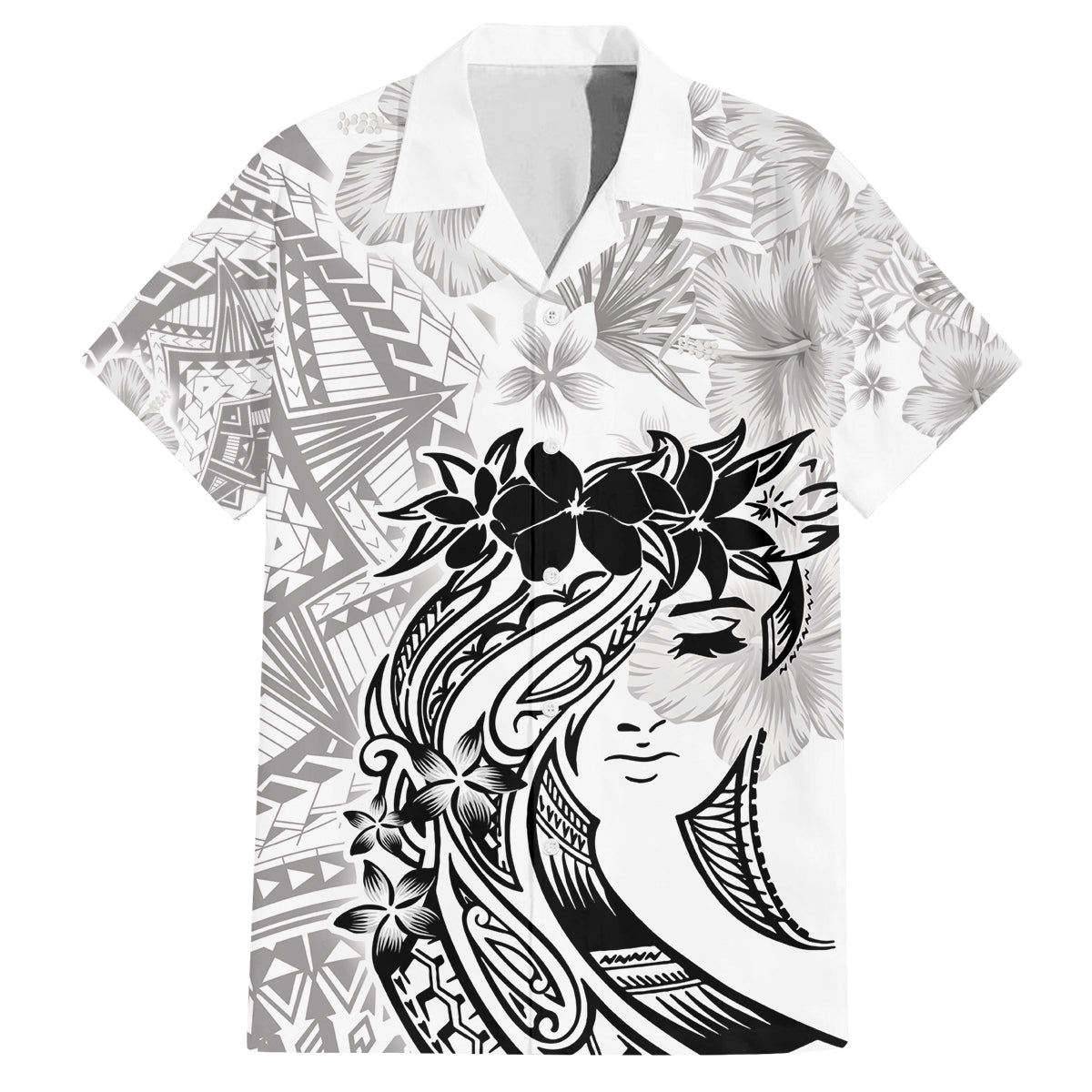 Polynesian Women's Day Family Matching Off Shoulder Short Dress and Hawaiian Shirt Plumeria Passion - White LT7 Dad's Shirt - Short Sleeve White - Polynesian Pride