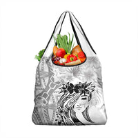 Polynesian Women's Day Grocery Bag Plumeria Passion - White