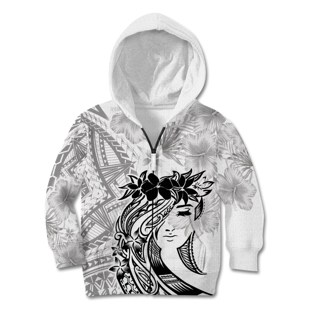 Polynesian Women's Day Kid Hoodie Plumeria Passion - White LT7 Zip Hoodie White - Polynesian Pride