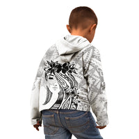Polynesian Women's Day Kid Hoodie Plumeria Passion - White LT7 - Polynesian Pride