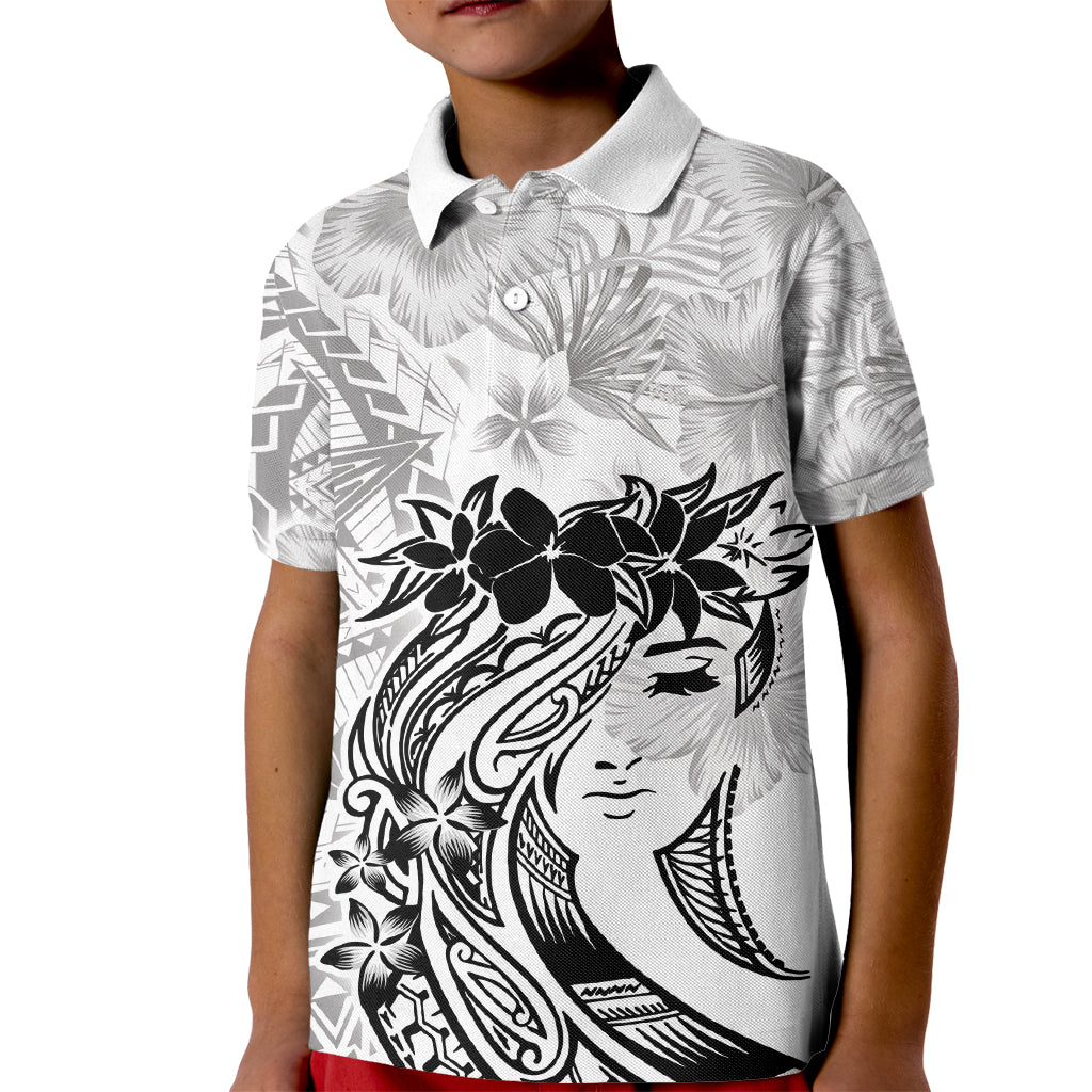 Polynesian Women's Day Kid Polo Shirt Plumeria Passion - White LT7 Kid White - Polynesian Pride