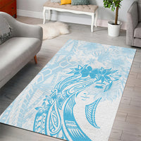 Polynesian Women's Day Area Rug Plumeria Passion - Turquoise LT7 - Polynesian Pride