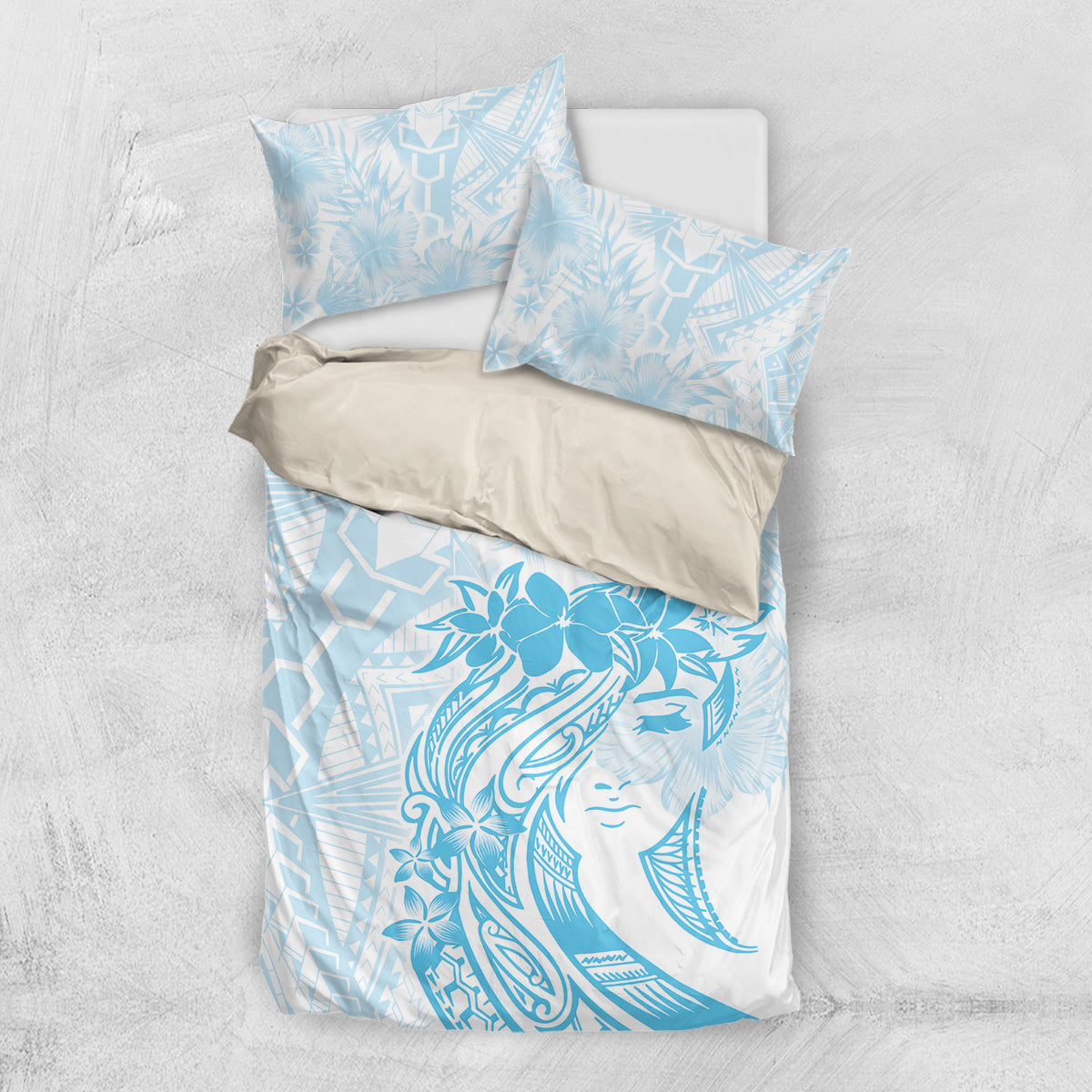 Polynesian Women's Day Bedding Set Plumeria Passion - Turquoise LT7 US Twin 172cm x 218cm Turquoise - Polynesian Pride