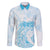 Polynesian Women's Day Family Matching Long Sleeve Bodycon Dress and Hawaiian Shirt Plumeria Passion - Turquoise LT7 Dad's Shirt - Long Sleeve Turquoise - Polynesian Pride