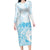 Polynesian Women's Day Family Matching Long Sleeve Bodycon Dress and Hawaiian Shirt Plumeria Passion - Turquoise LT7 Mom's Dress Turquoise - Polynesian Pride