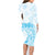Polynesian Women's Day Family Matching Long Sleeve Bodycon Dress and Hawaiian Shirt Plumeria Passion - Turquoise LT7 - Polynesian Pride