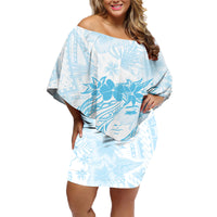 Polynesian Women's Day Family Matching Off Shoulder Short Dress and Hawaiian Shirt Plumeria Passion - Turquoise LT7 Mom's Dress Turquoise - Polynesian Pride