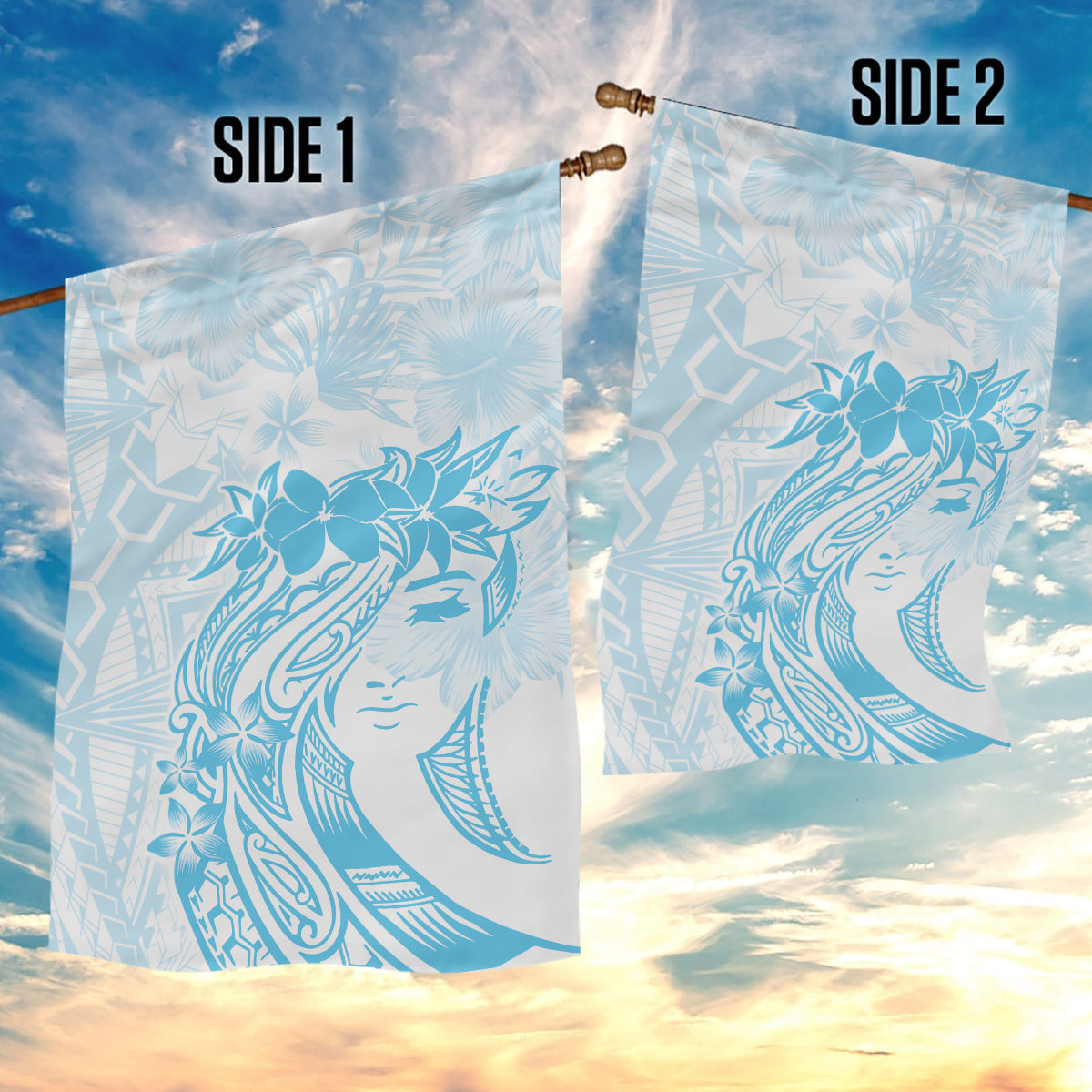 Polynesian Women's Day Garden Flag Plumeria Passion - Turquoise LT7 - Polynesian Pride