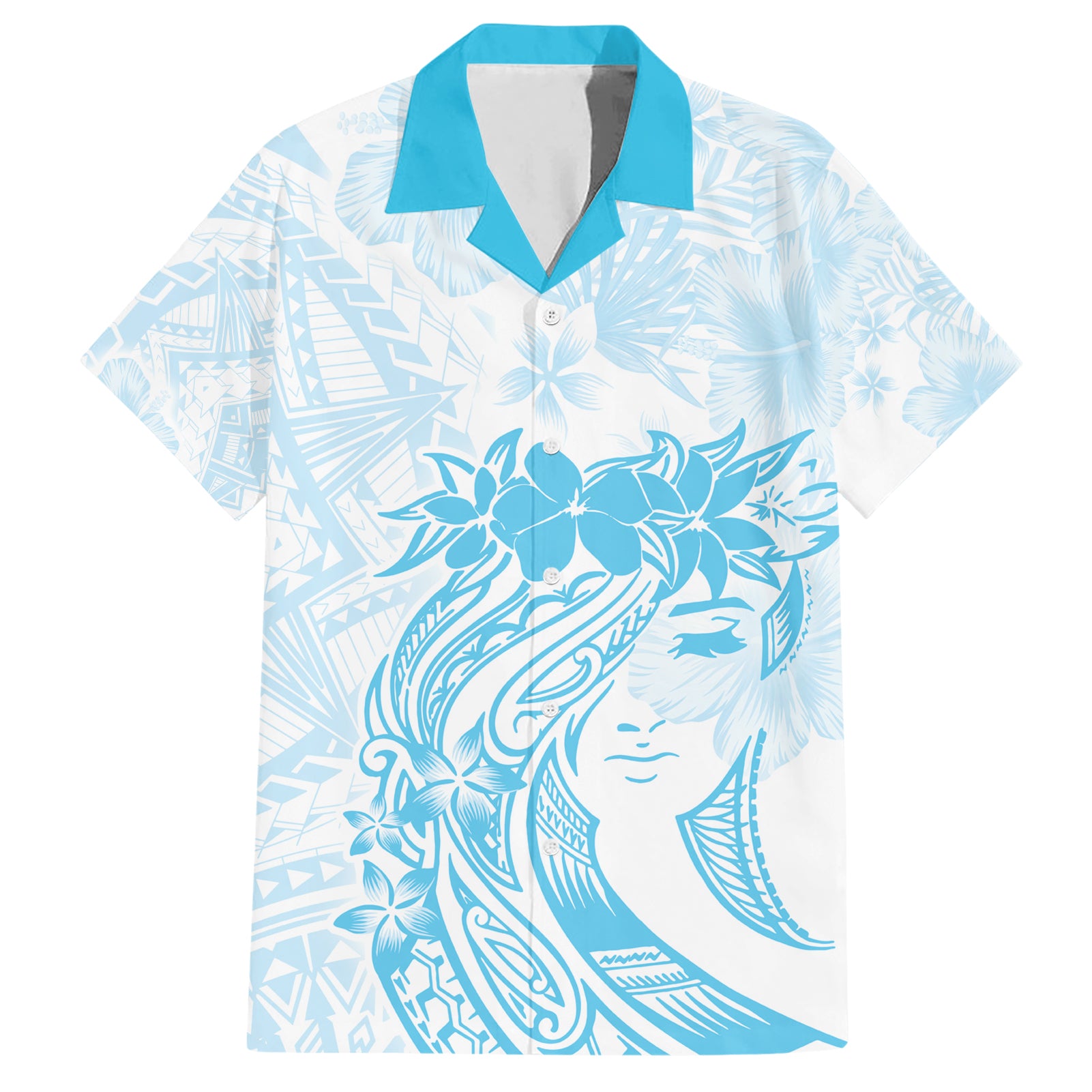 Polynesian Women's Day Hawaiian Shirt Plumeria Passion - Turquoise LT7 Turquoise - Polynesian Pride