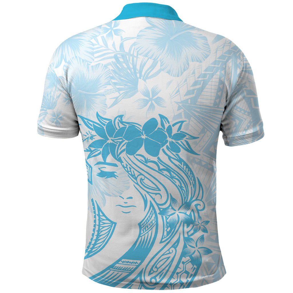 Polynesian Women's Day Polo Shirt Plumeria Passion - Turquoise LT7 - Polynesian Pride