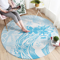 Polynesian Women's Day Round Carpet Plumeria Passion - Turquoise LT7 - Polynesian Pride