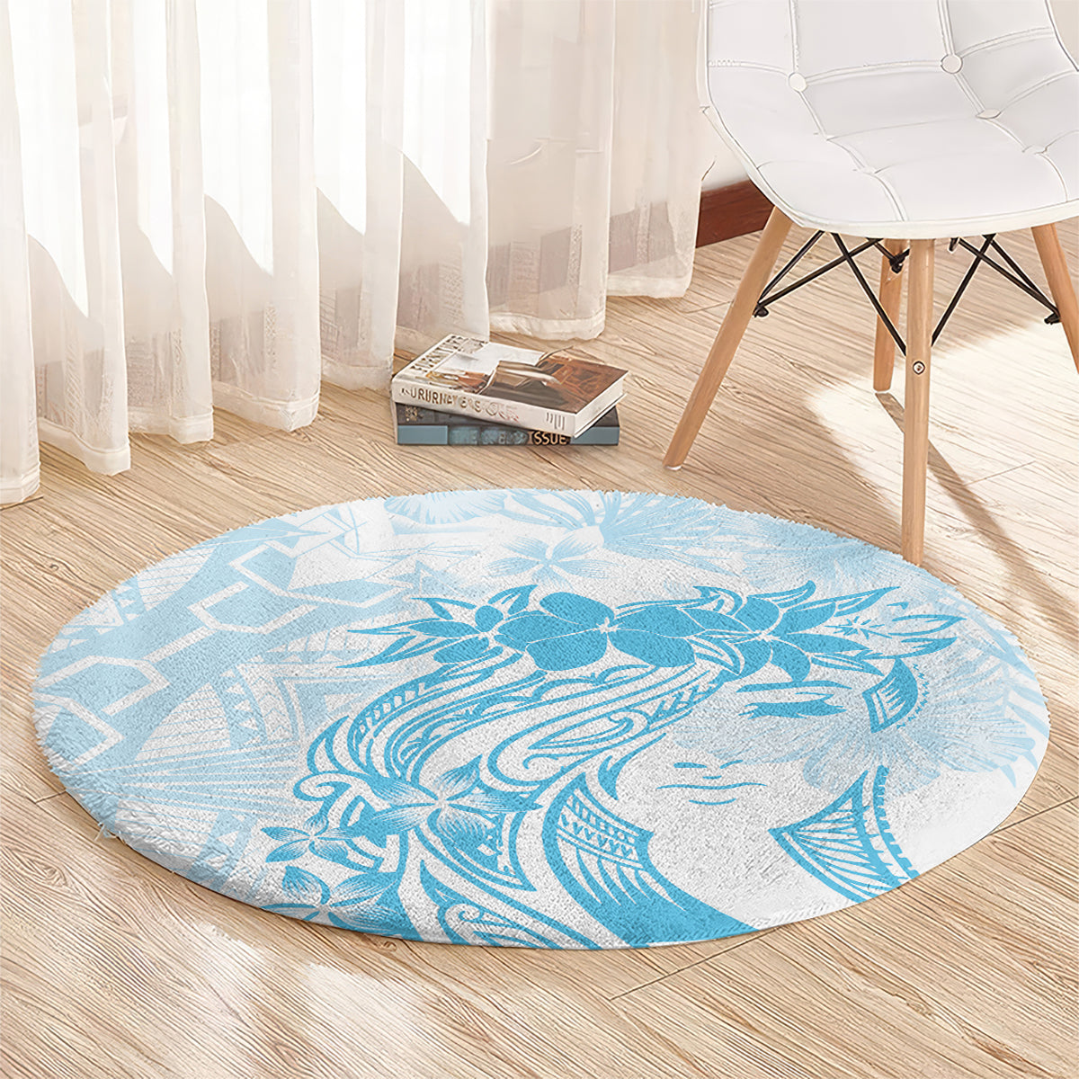 Polynesian Women's Day Round Carpet Plumeria Passion - Turquoise LT7 - Polynesian Pride