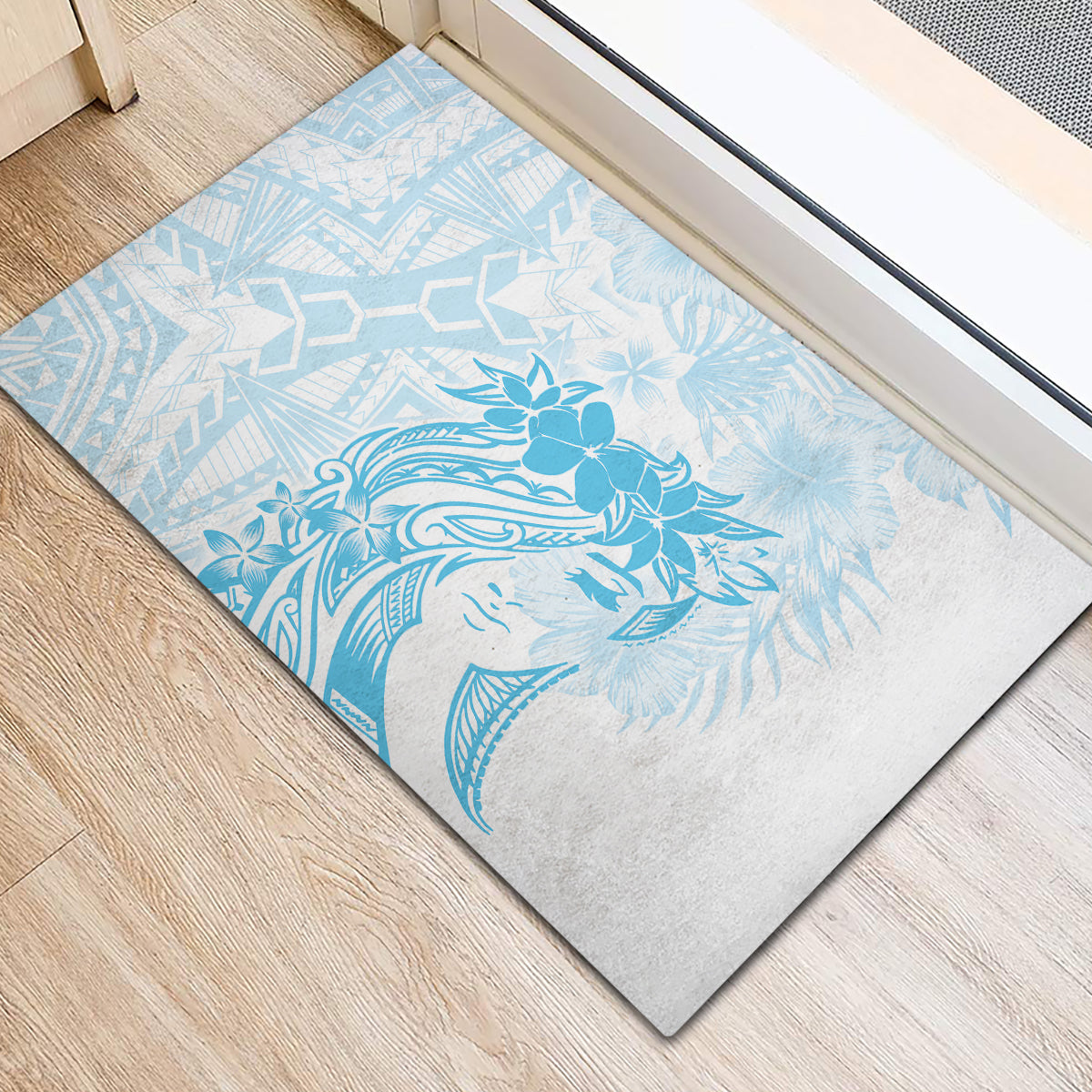 Polynesian Women's Day Rubber Doormat Plumeria Passion - Turquoise LT7 - Polynesian Pride