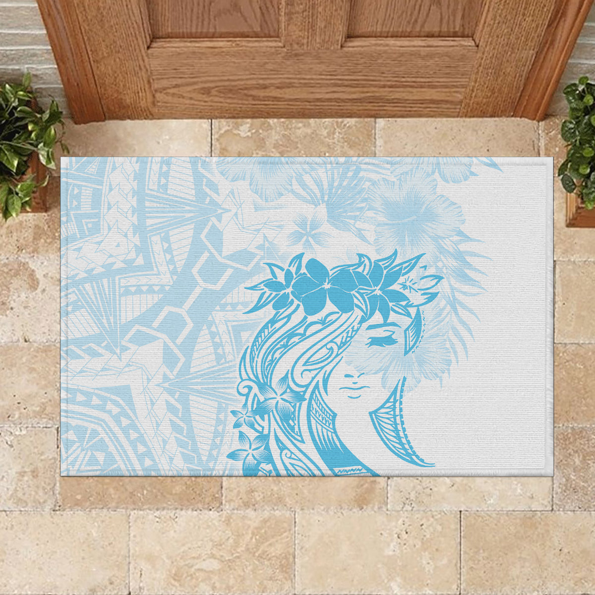 Polynesian Women's Day Rubber Doormat Plumeria Passion - Turquoise LT7 - Polynesian Pride