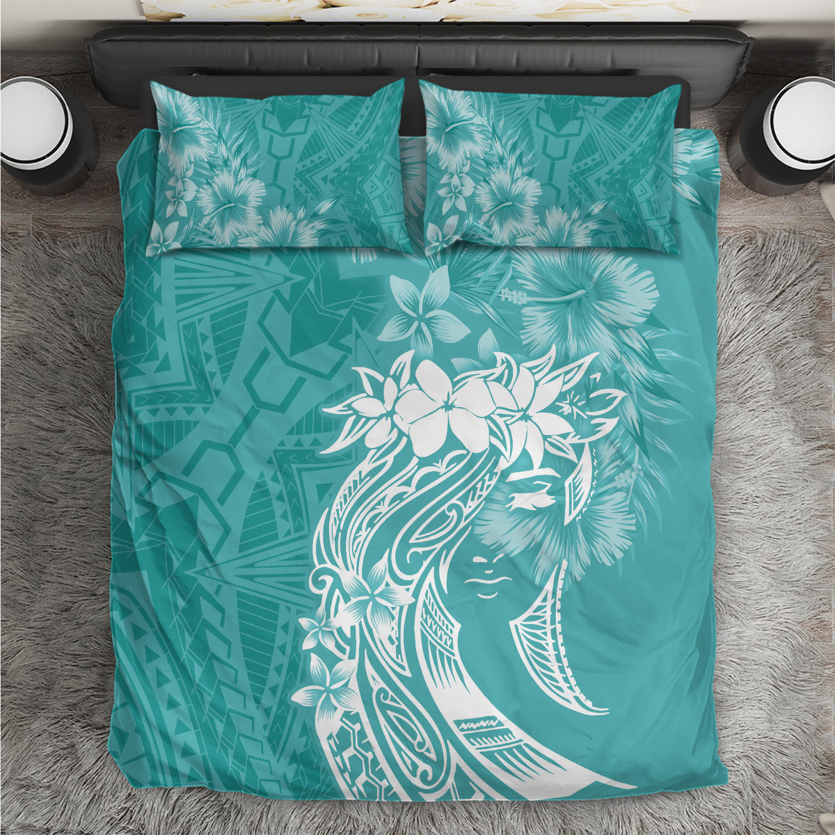 Polynesian Women's Day Bedding Set Plumeria Passion - Teal LT7 Teal - Polynesian Pride