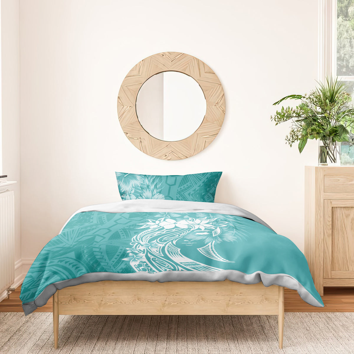 Polynesian Women's Day Bedding Set Plumeria Passion - Teal LT7 - Polynesian Pride