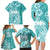 Polynesian Women's Day Family Matching Long Sleeve Bodycon Dress and Hawaiian Shirt Plumeria Passion - Teal LT7 - Polynesian Pride