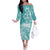 Polynesian Women's Day Family Matching Off Shoulder Long Sleeve Dress and Hawaiian Shirt Plumeria Passion - Teal LT7 Mom's Dress Teal - Polynesian Pride