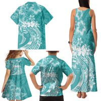 Polynesian Women's Day Family Matching Tank Maxi Dress and Hawaiian Shirt Plumeria Passion - Teal LT7 - Polynesian Pride