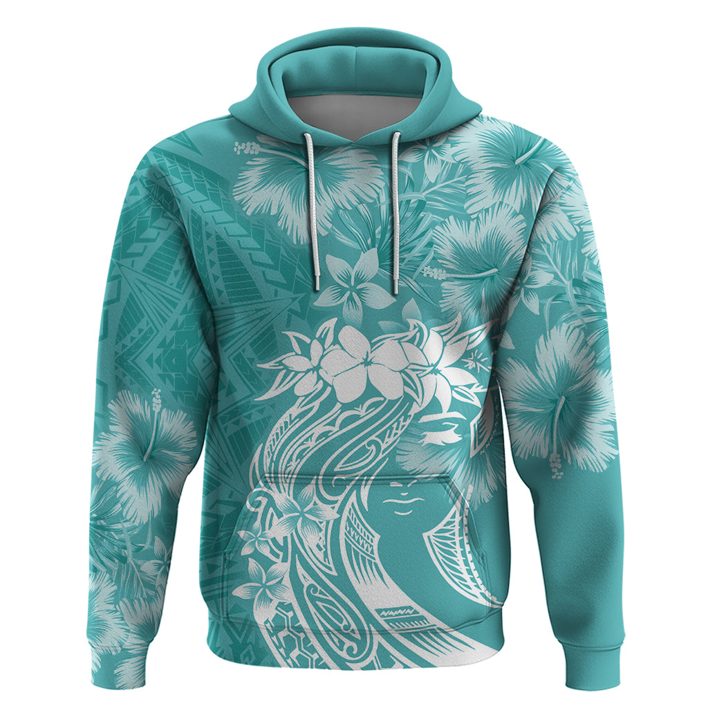 Polynesian Women's Day Hoodie Plumeria Passion - Teal LT7 Pullover Hoodie Teal - Polynesian Pride