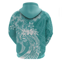 Polynesian Women's Day Hoodie Plumeria Passion - Teal LT7 - Polynesian Pride