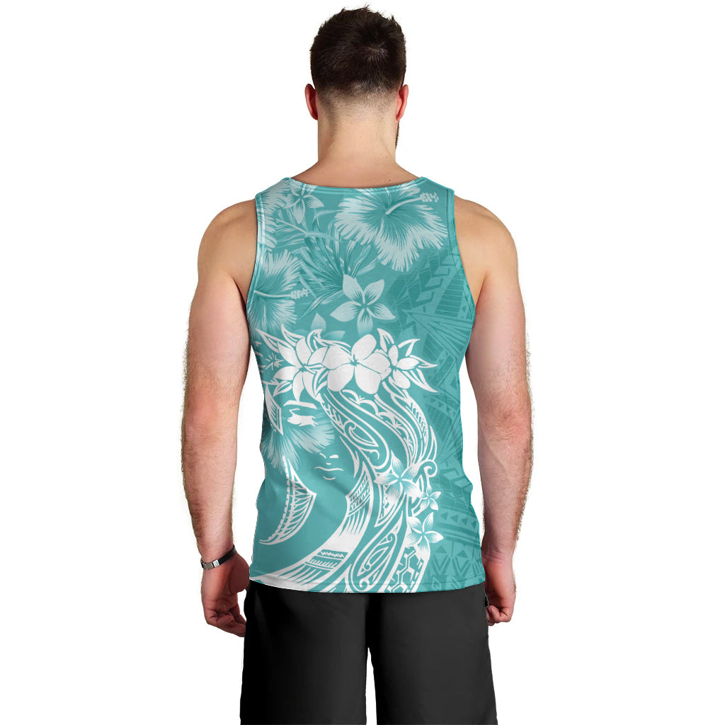 Polynesian Women's Day Men Tank Top Plumeria Passion - Teal LT7 - Polynesian Pride
