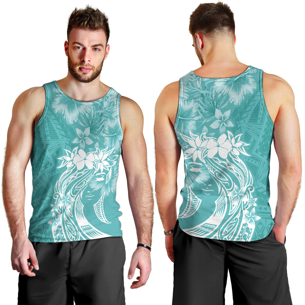 Polynesian Women's Day Men Tank Top Plumeria Passion - Teal LT7 - Polynesian Pride