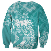 Polynesian Women's Day Sweatshirt Plumeria Passion - Teal LT7 - Polynesian Pride