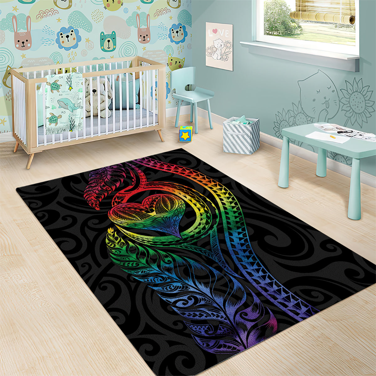 New Zealand Pride Area Rug Takatapui Rainbow Fern