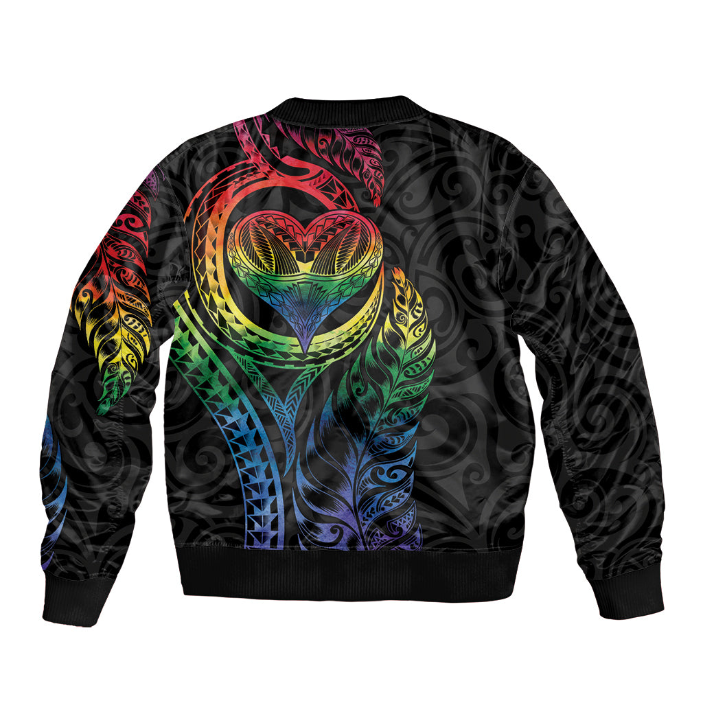 New Zealand Pride Bomber Jacket Takatapui Rainbow Fern