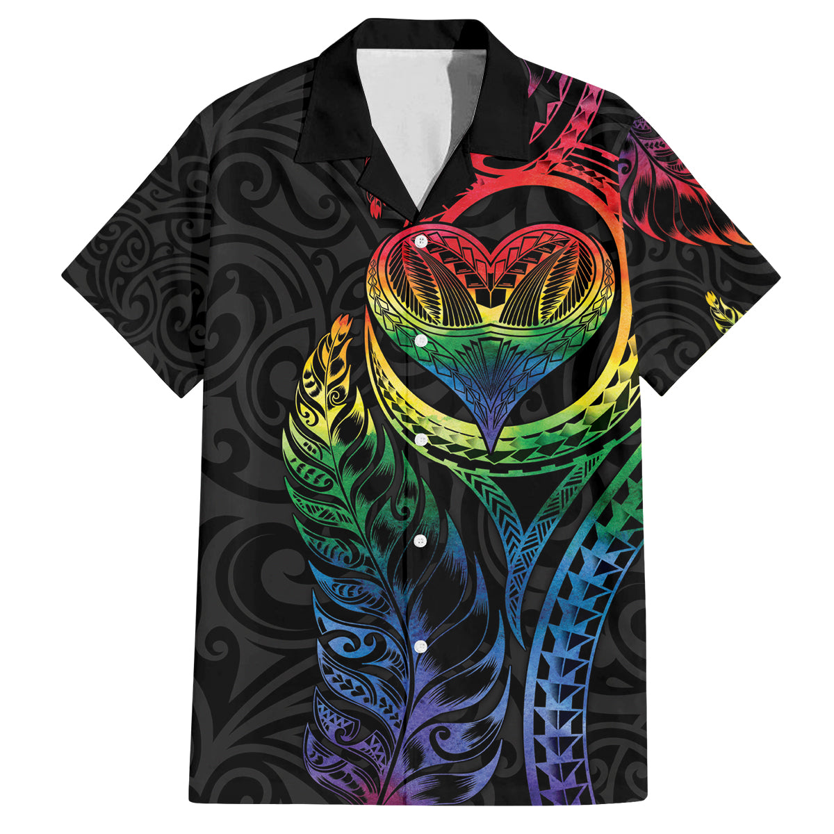 New Zealand Pride Family Matching Long Sleeve Bodycon Dress and Hawaiian Shirt Takatapui Rainbow Fern LT7 Dad's Shirt - Short Sleeve Colorful - Polynesian Pride