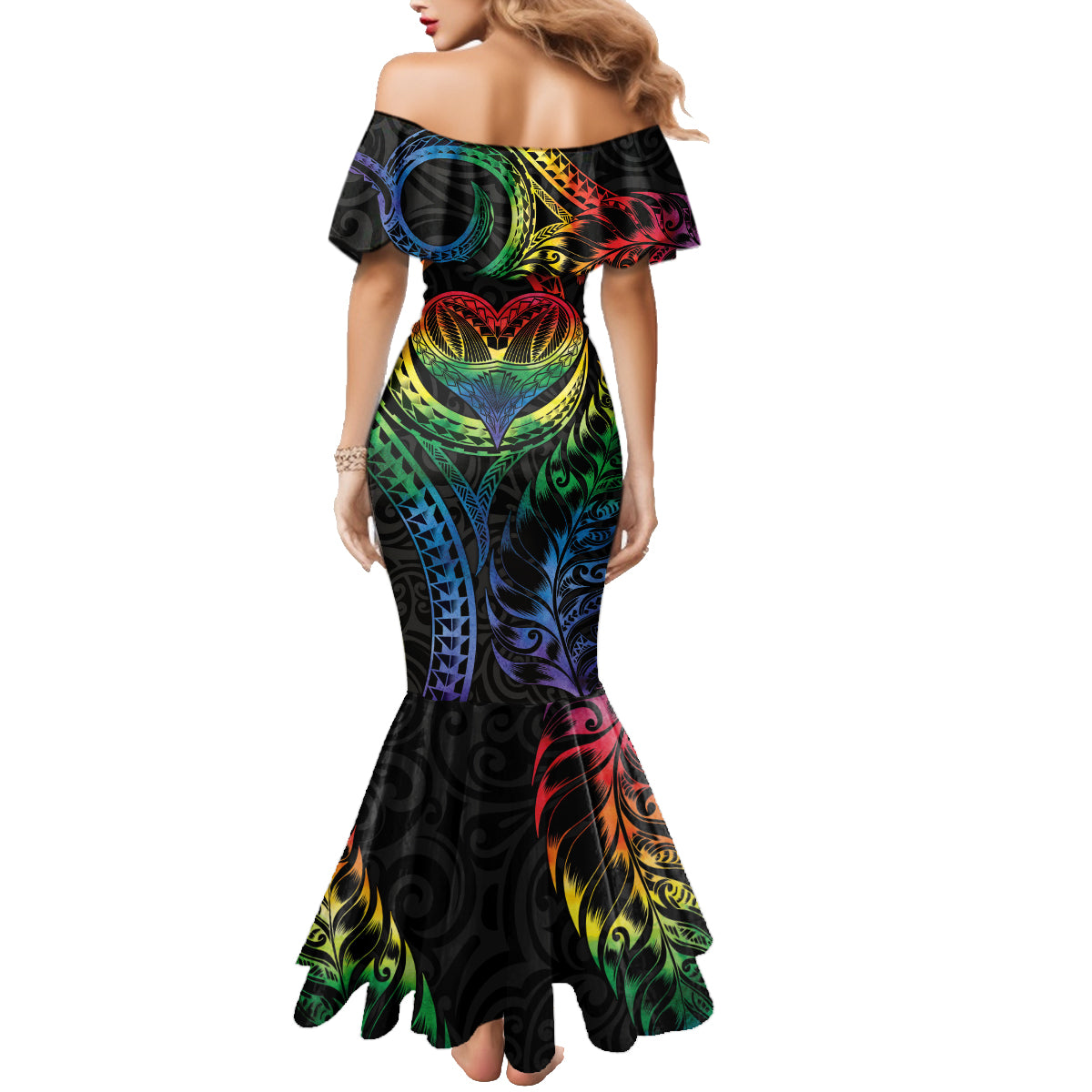 New Zealand Pride Family Matching Mermaid Dress and Hawaiian Shirt Takatapui Rainbow Fern LT7 - Polynesian Pride
