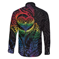 New Zealand Pride Family Matching Off The Shoulder Long Sleeve Dress and Hawaiian Shirt Takatapui Rainbow Fern