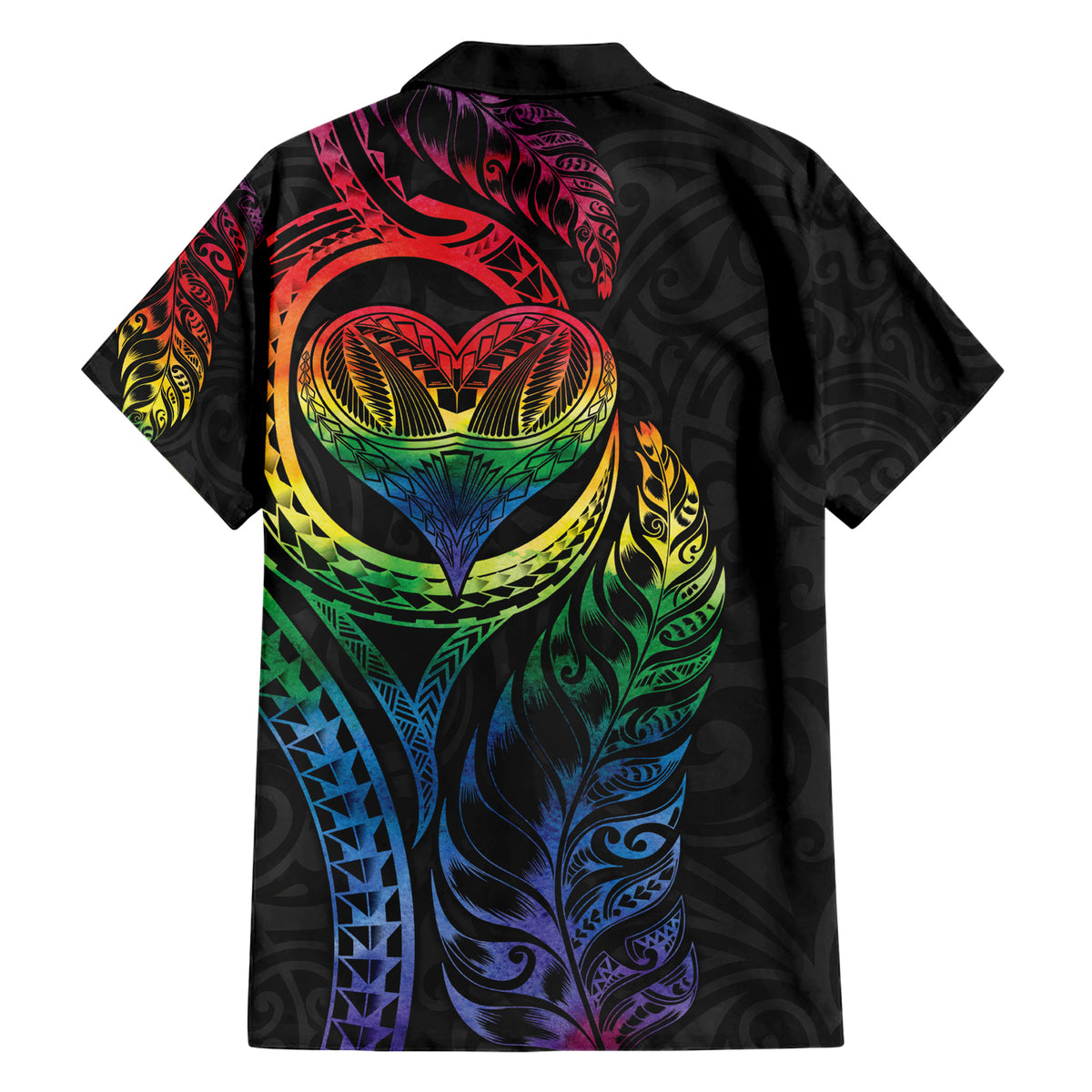 New Zealand Pride Family Matching Short Sleeve Bodycon Dress and Hawaiian Shirt Takatapui Rainbow Fern LT7 - Polynesian Pride